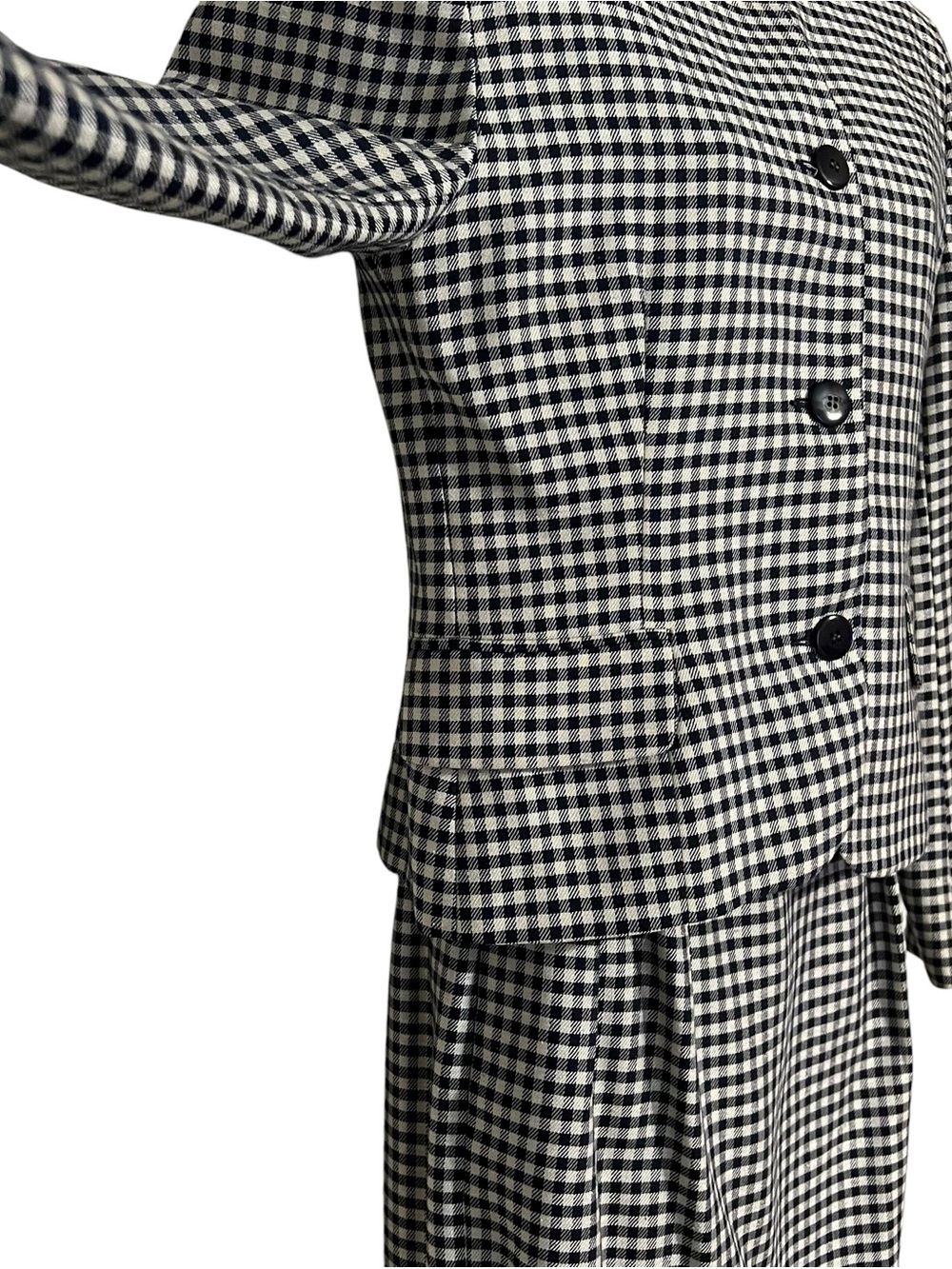 Vintage Christian Dior The Suit 2 Piece Skirt Set Size 6 Black White Gingham - Picture 13 of 13